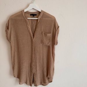 linen-like short sleeve button down